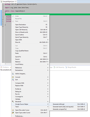 Guava Eclipse Plugin Popup Menu